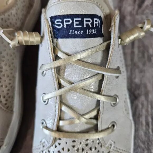 Sperry Top-Sider Crest Vibe Perf Sneaker SZ 5.5 Champagne Gold Memory Foam Tan S - Picture 3 of 11